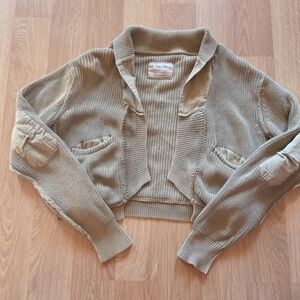 We The Free Women's Tan Sweater Cardigan XS Cropped Cotton